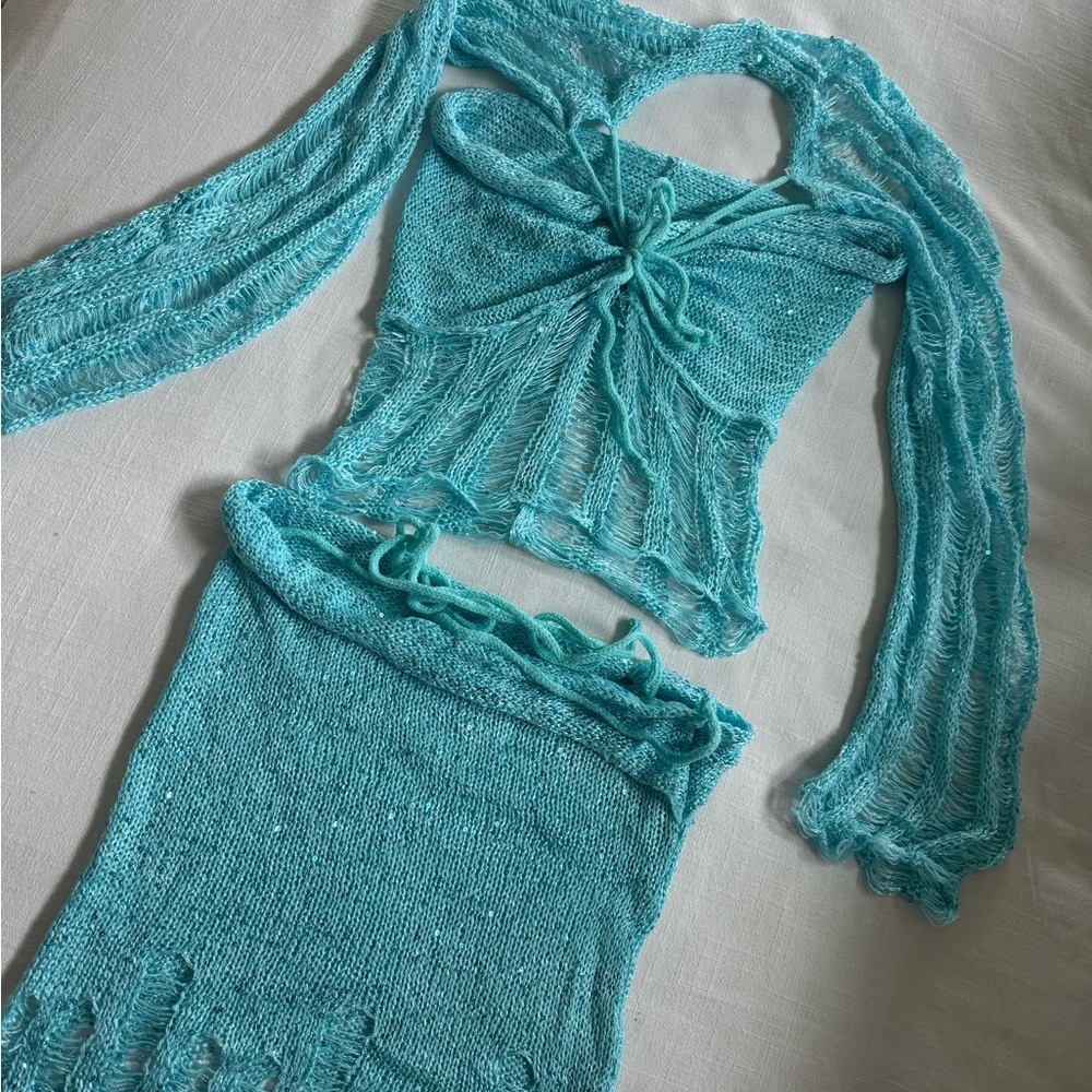 2 piece set shimmery knit